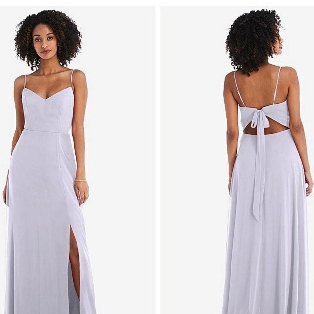 TIE-BACK CUTOUT MAXI DRESS WITH FRONT SLIT IN SILVER DOVE